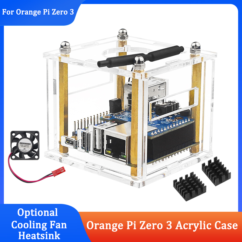 Pi Cooler - เคสอะคริลิกสำหรับ Orange Pi Zero 3 พร้อมบอร์ดขยาย